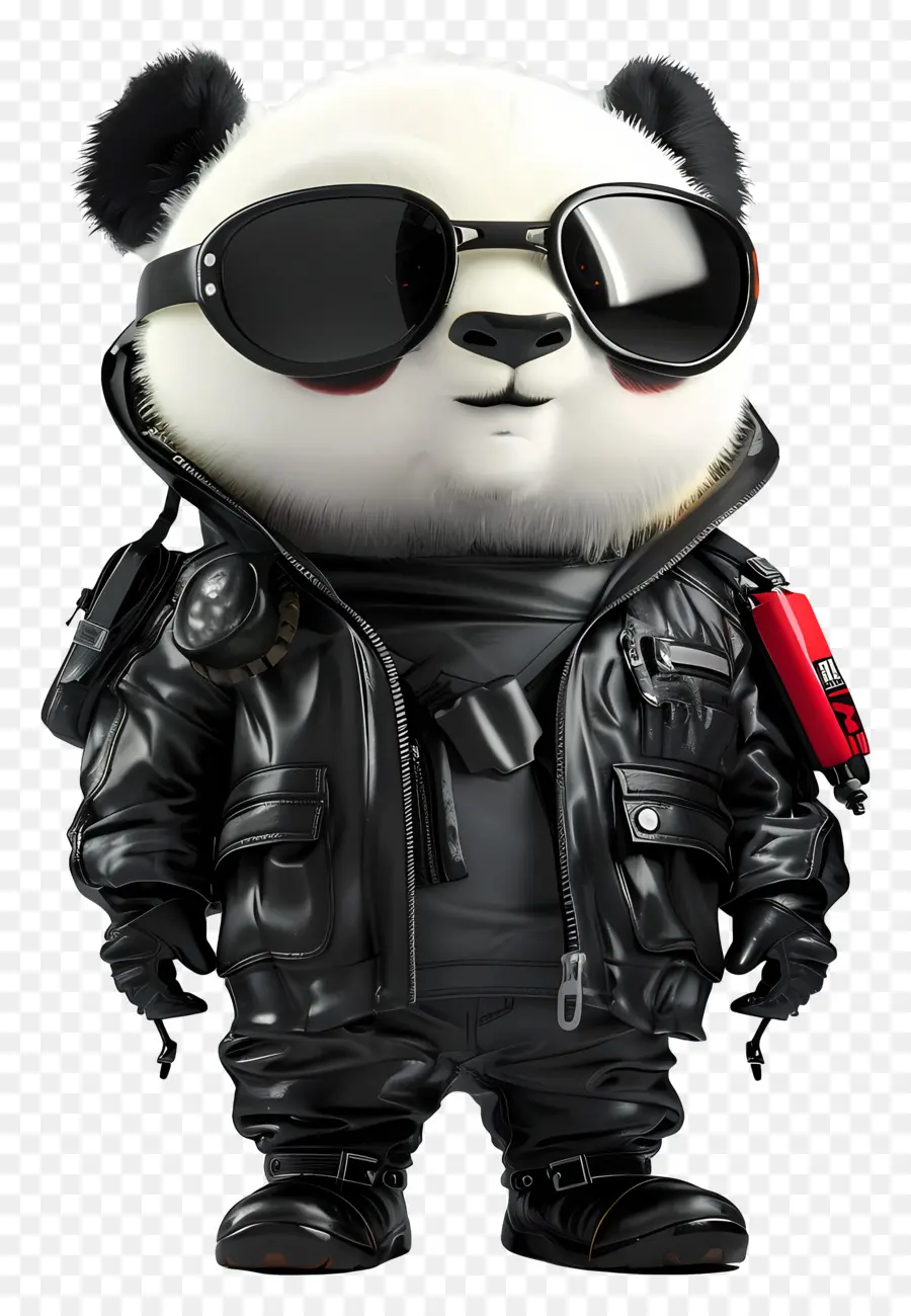 Panda，Panda En Traje Negro PNG