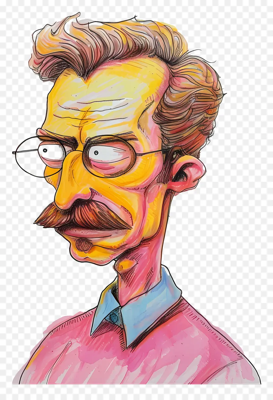 Ned Flandes，Hombre De Dibujos Animados Con Gafas PNG