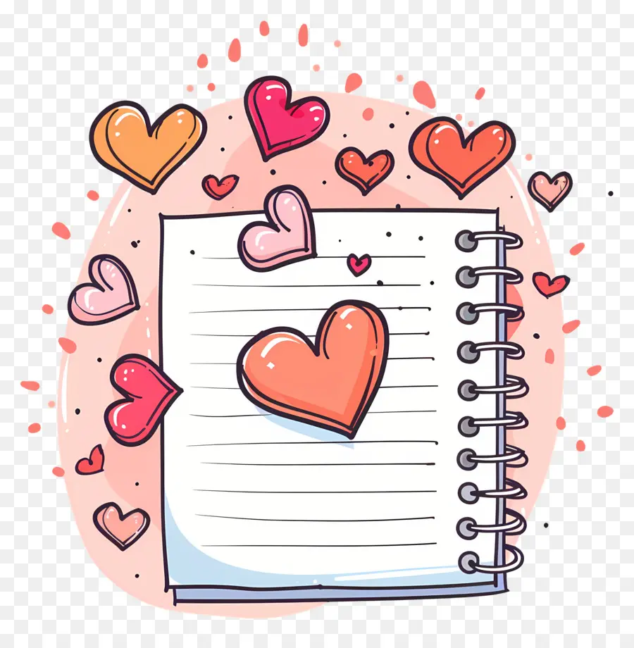 Computadora Portátil，Cuaderno Con Corazones PNG