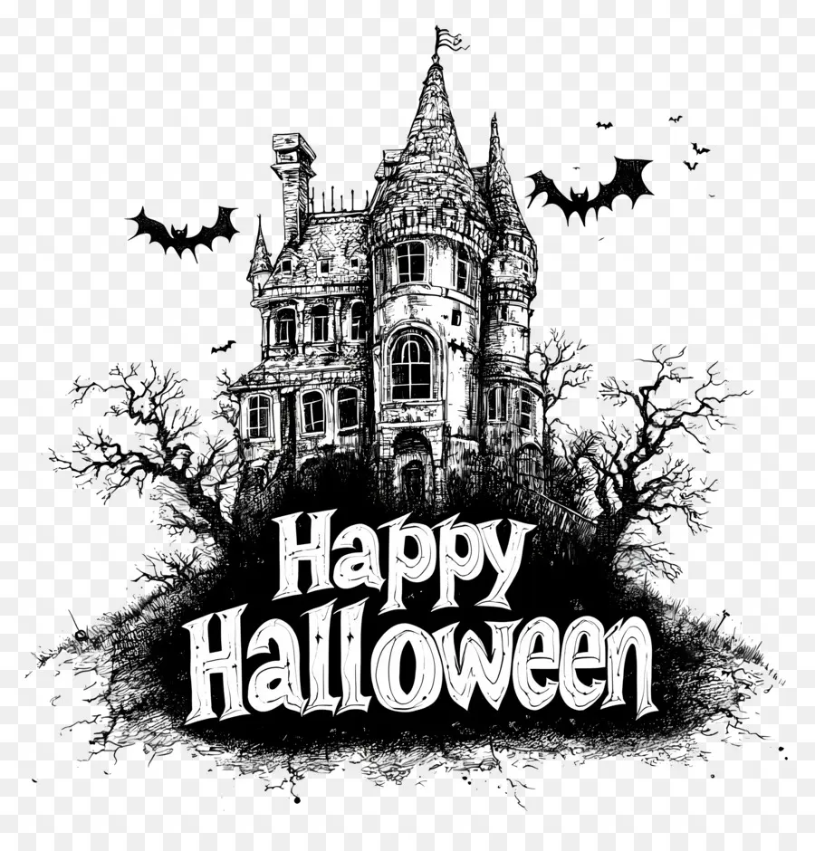 Feliz Halloween，Casa Embrujada PNG