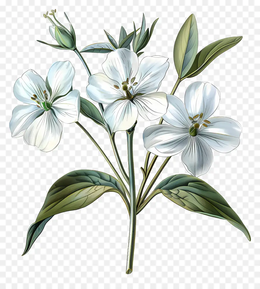 Flores Blancas，Hojas PNG