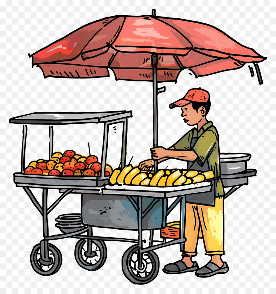 Comida Callejera，Carro De Frutas PNG