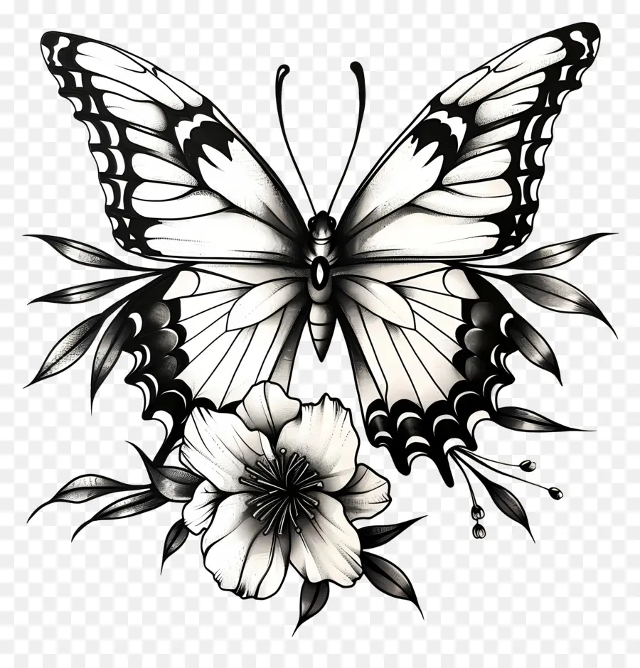 Tatuaje De Mariposa，Mariposa Blanca Y Negra PNG