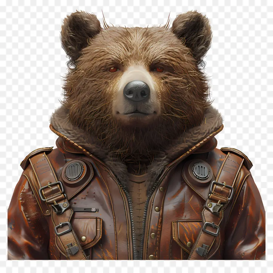 Oso，Oso Con Chaqueta De Cuero PNG