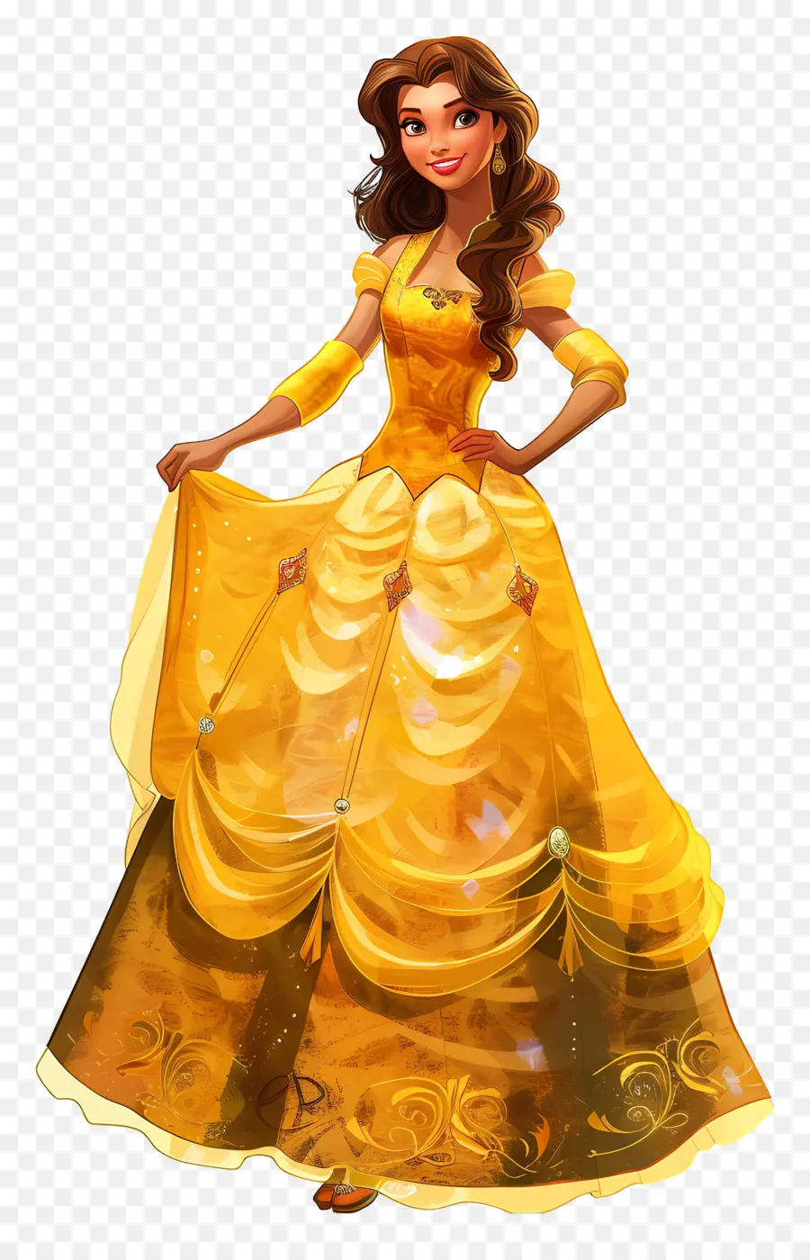 Bella Princesa，Princesa Con Vestido Amarillo PNG