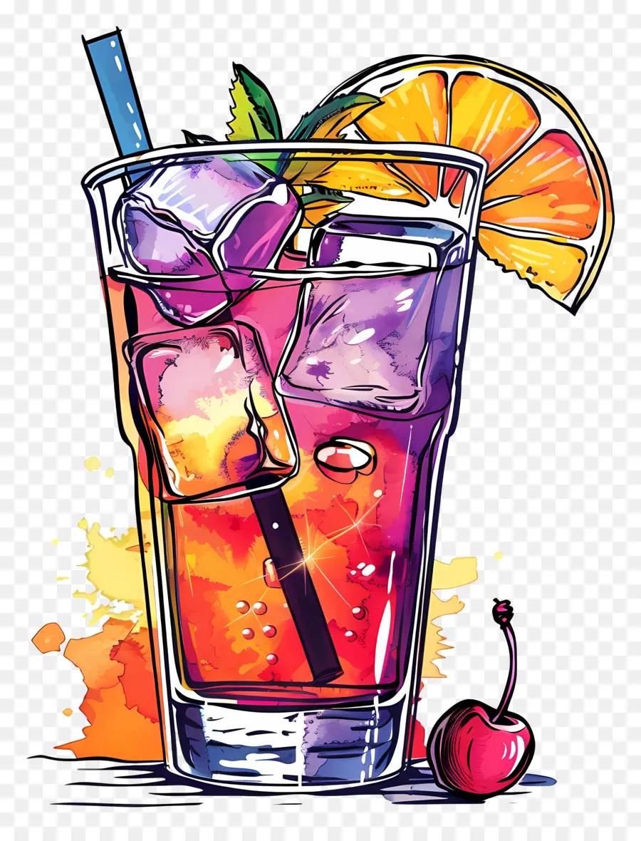 Cóctel Alcohólico Tropical，Bebida Colorida PNG