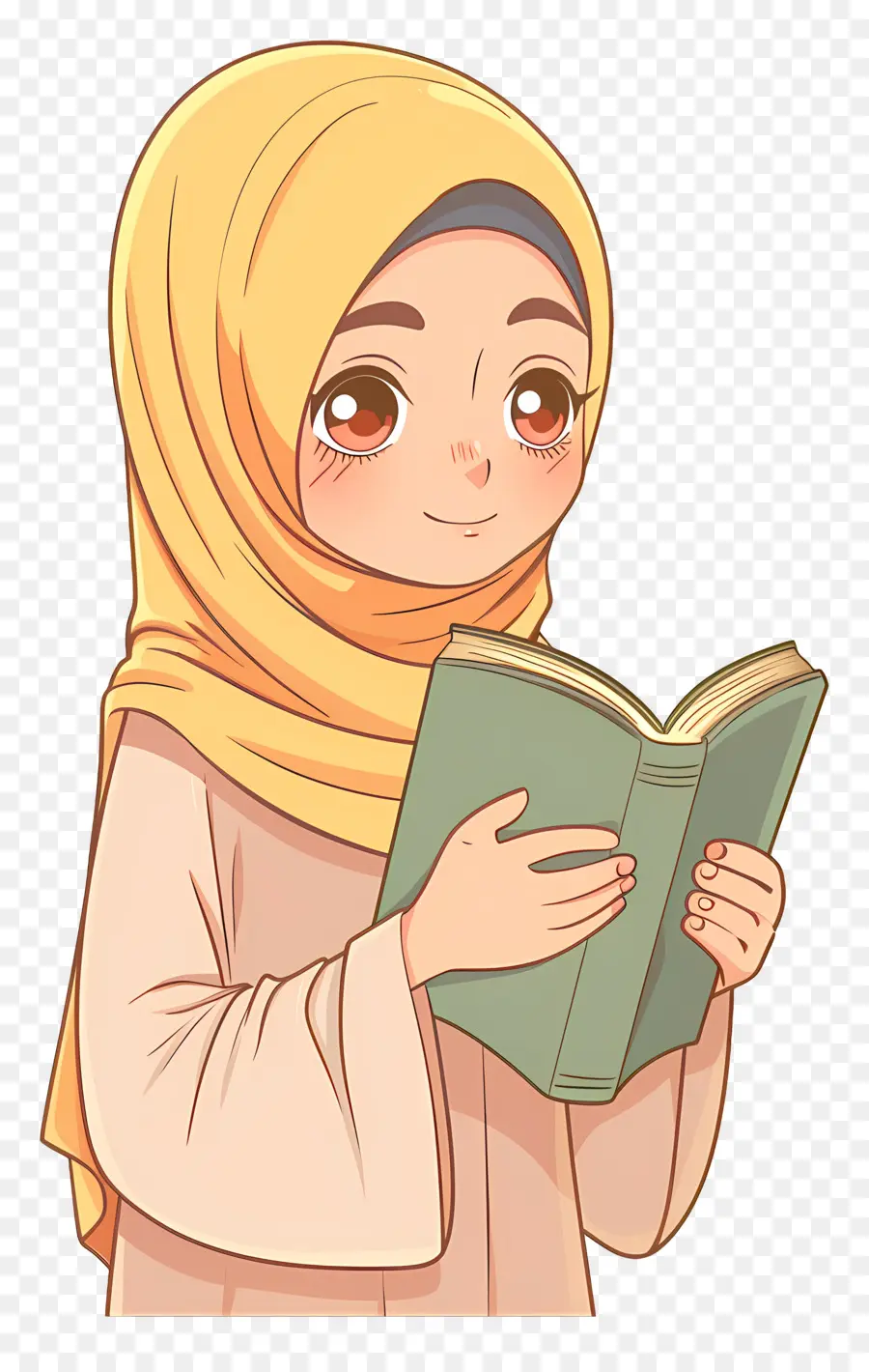 Chica Hijab Sosteniendo Libro，Niña Leyendo PNG