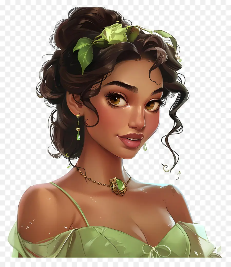 Princesa Tiana，Mujer Animada PNG