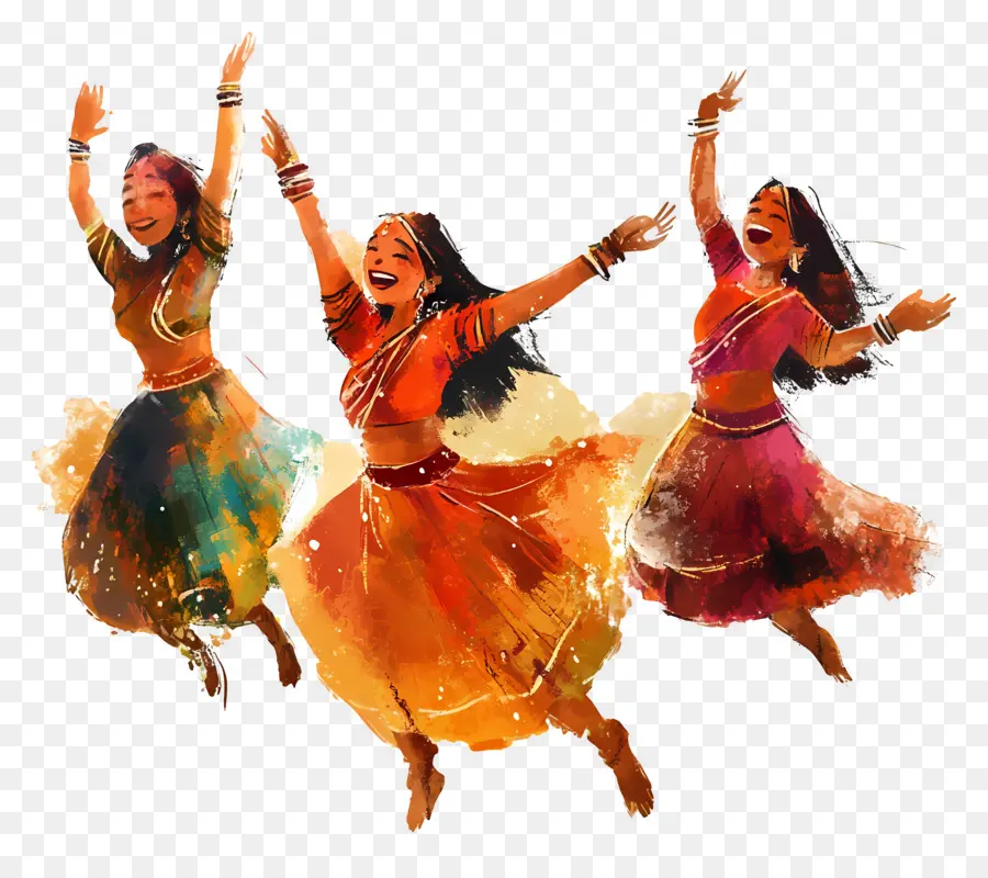 Feliz Navratri，Mujeres Bailando PNG