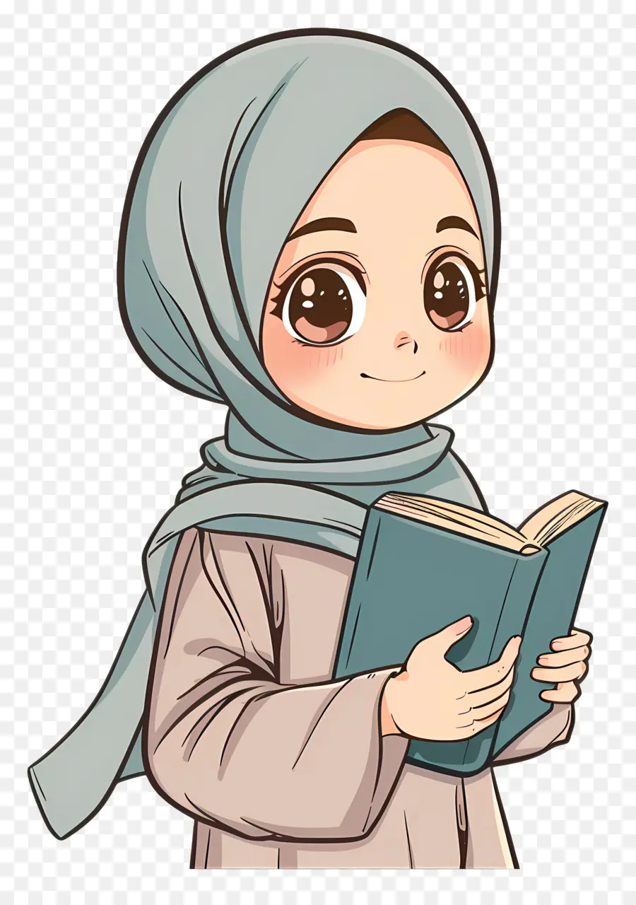 Chica Hijab Sosteniendo Libro，Niña Leyendo PNG