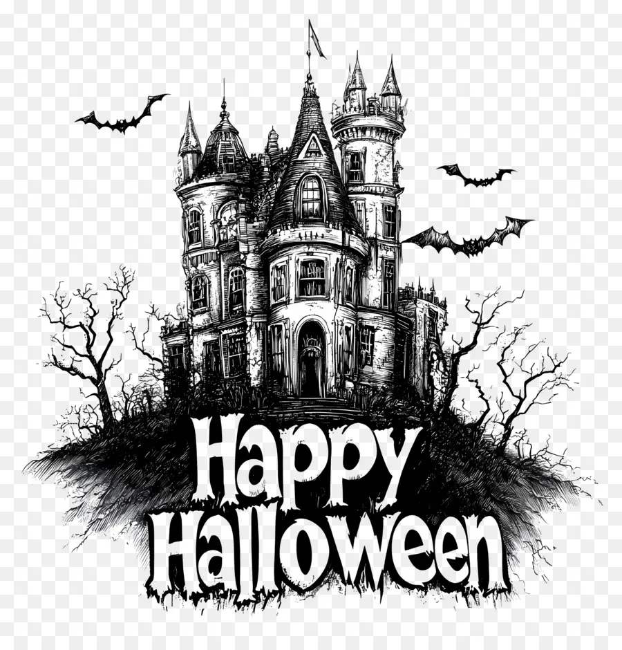 Feliz Halloween，Casa Embrujada PNG