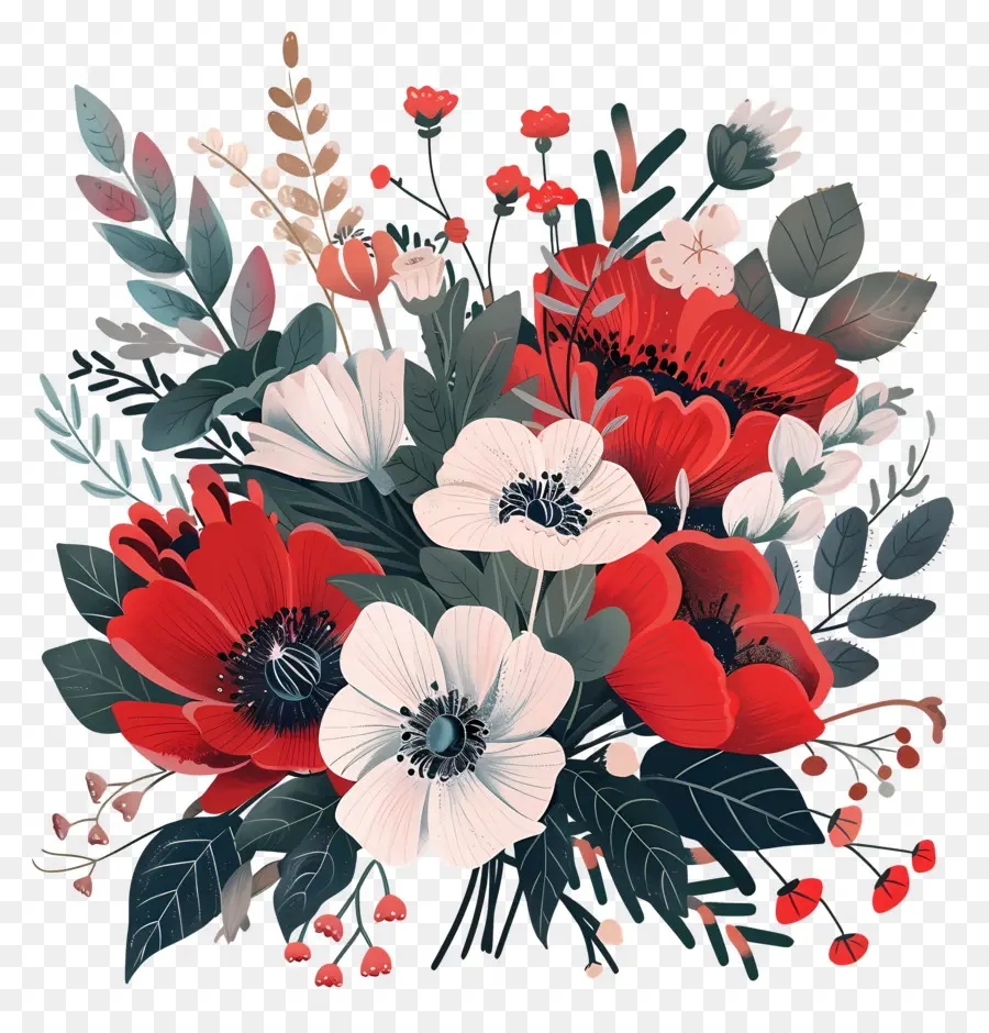 Ramo De Flores，Flores Coloridas PNG