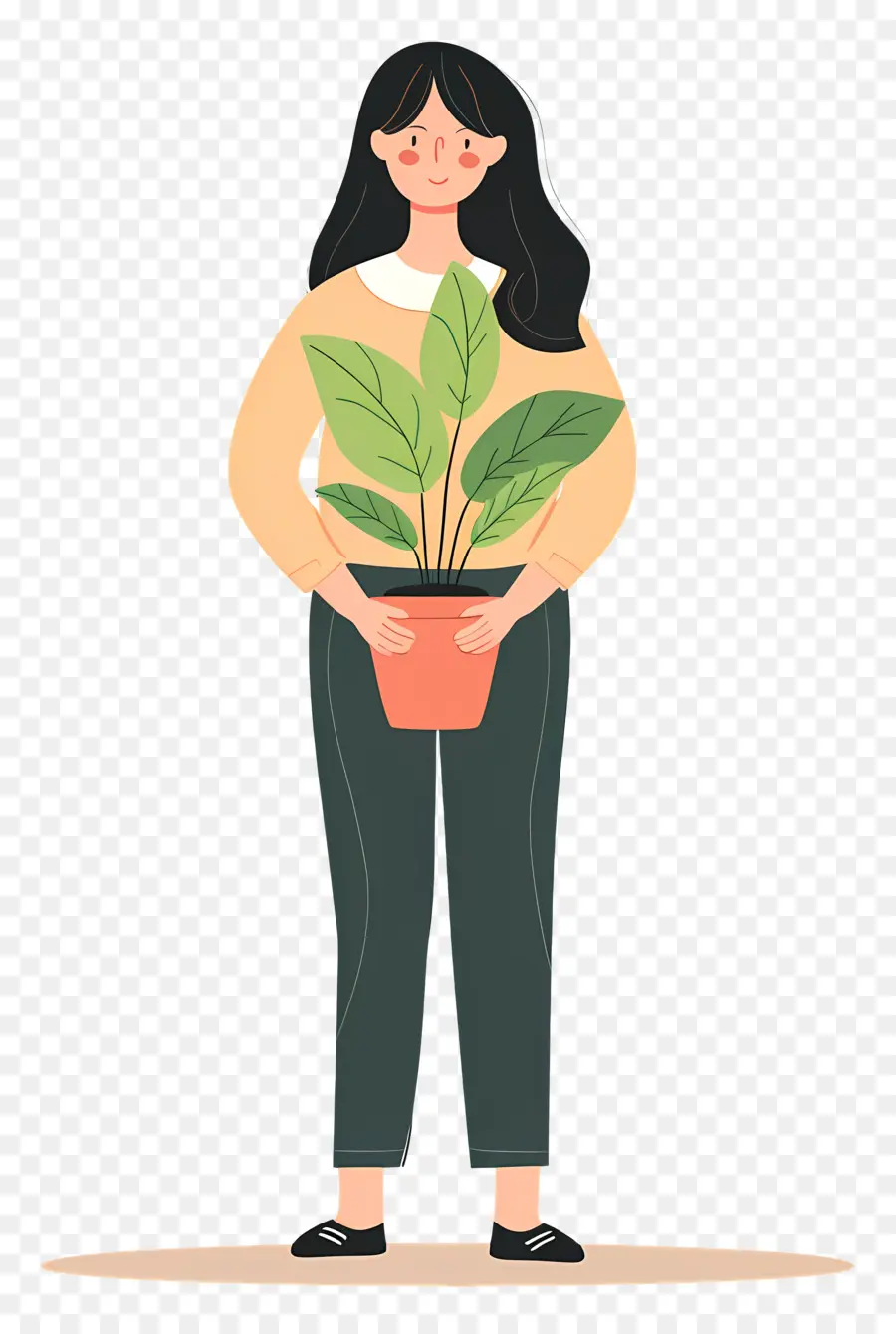 Chica Sujetando Planta De Interior，Niña Tenencia Planta PNG