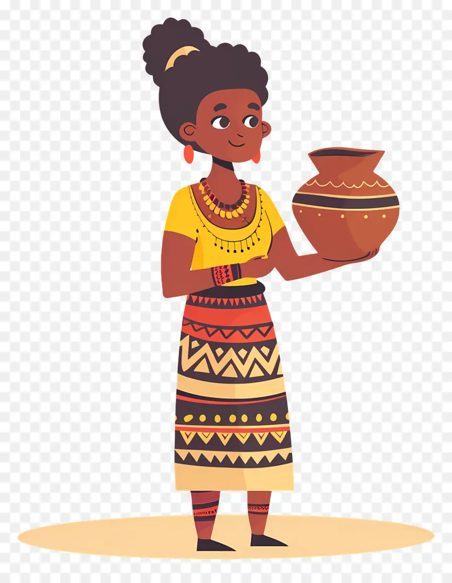 Mujer Aborigen Africana，Mujer Con Olla PNG