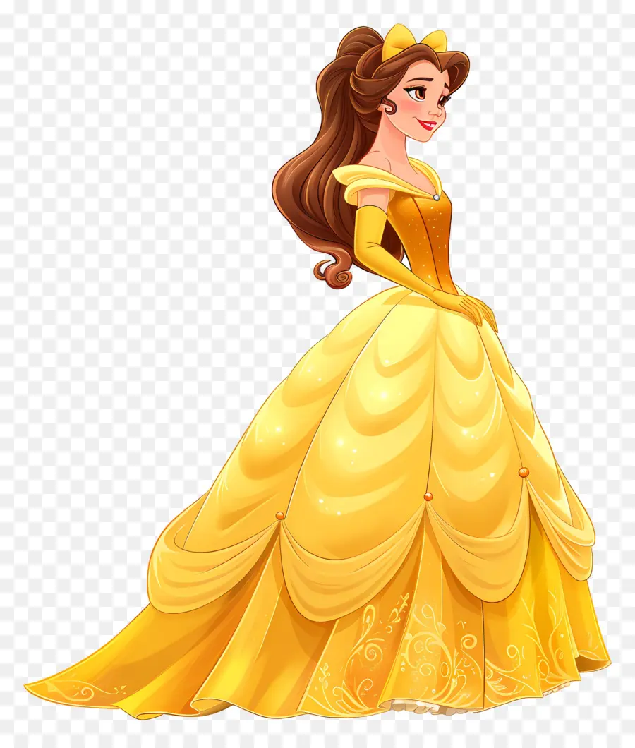 Bella Princesa，Princesa Con Vestido Amarillo PNG