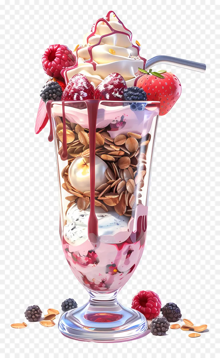 Parfait De Yogur，Helado Con Frutas Y Nueces PNG