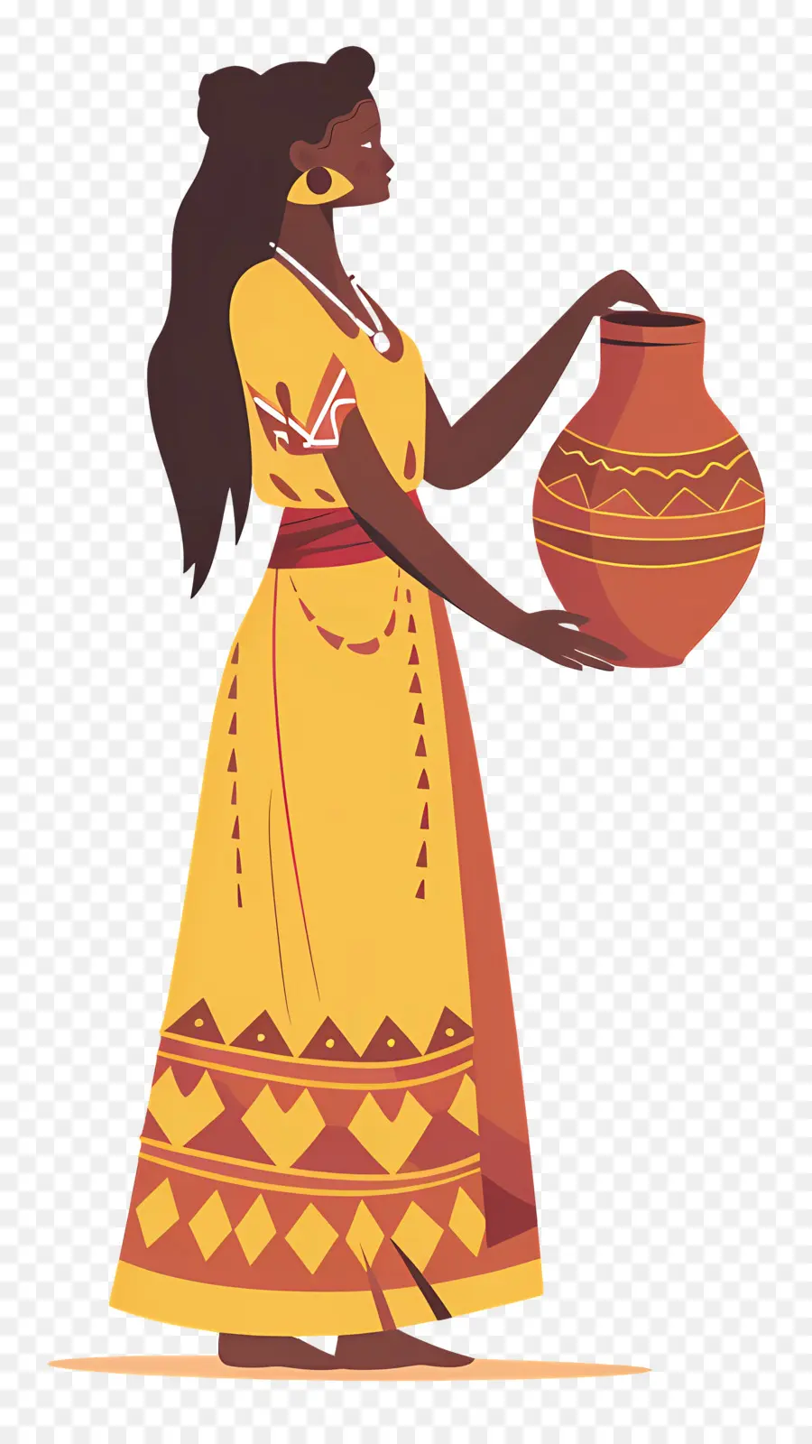 Mujer Aborigen Africana，Mujer Con Olla PNG