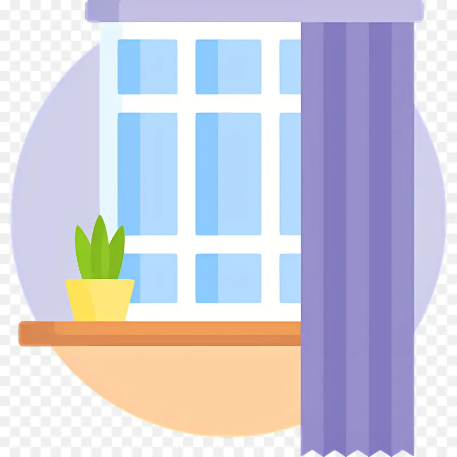 Planta De Ventana，Ventana Con Cortina PNG