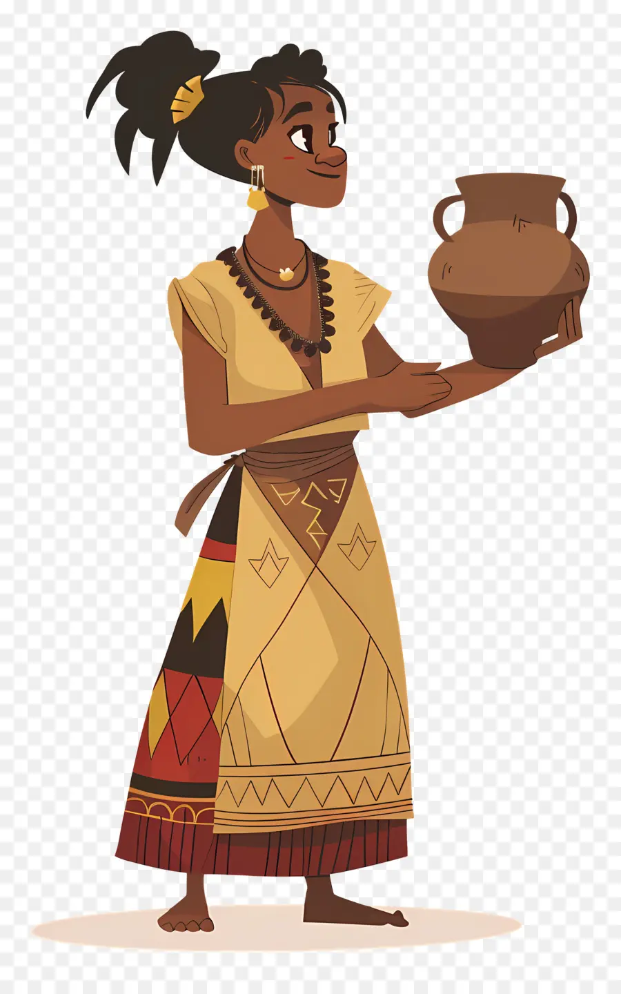 Mujer Aborigen Africana，Mujer Con Olla PNG