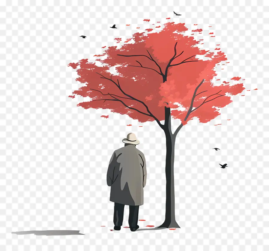 Viejo，Viejo Y árbol Rojo PNG