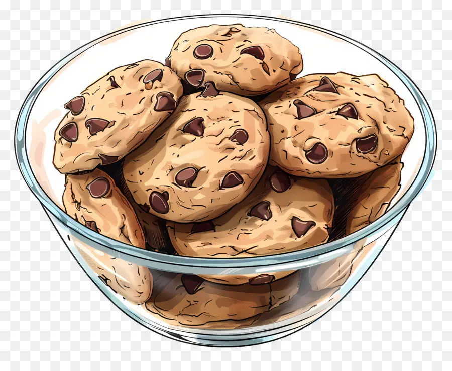 Galletas Con Chispas De Chocolate，Bol PNG