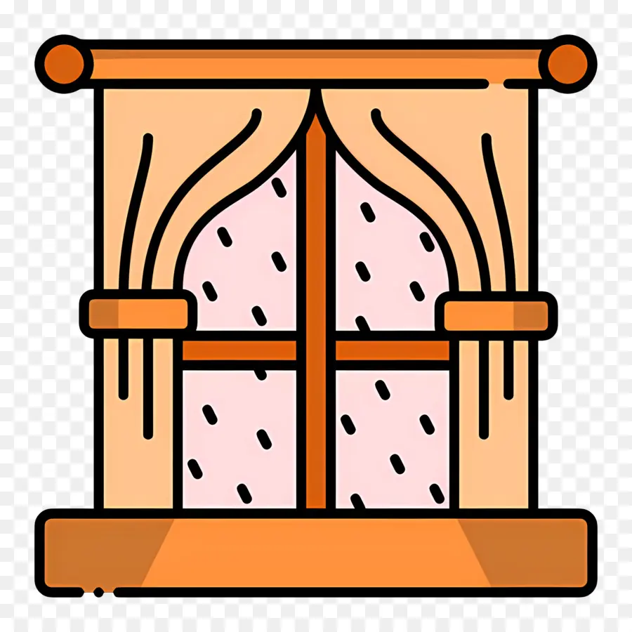 Lluvia Ventana，Ventana Con Cortinas PNG