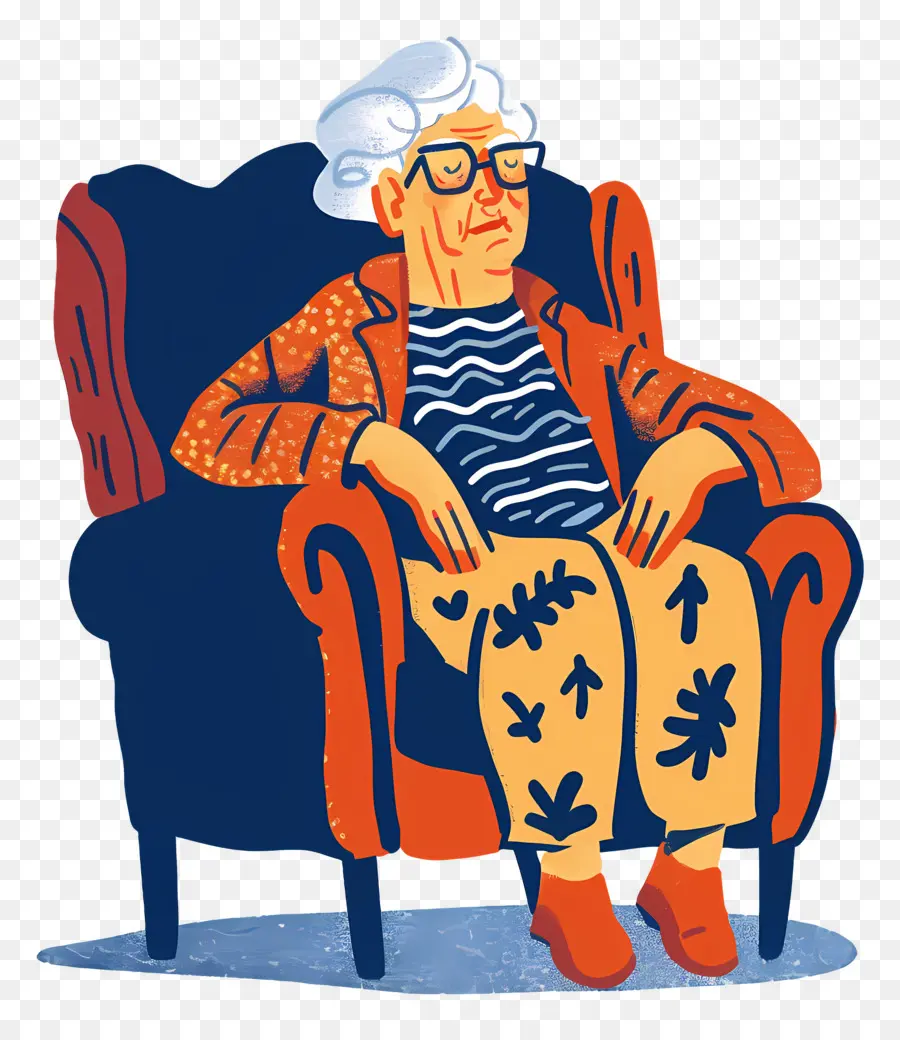 Anciana Cansada，Anciana En Silla PNG