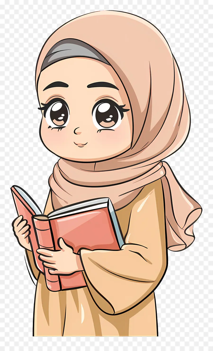 Chica Hijab Sosteniendo Libro，Niña Leyendo Libro PNG