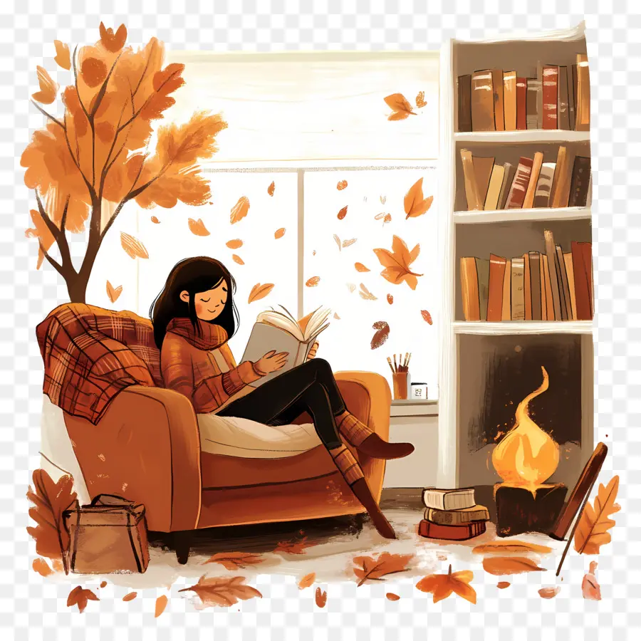 Otoño Acogedor，Lectura PNG