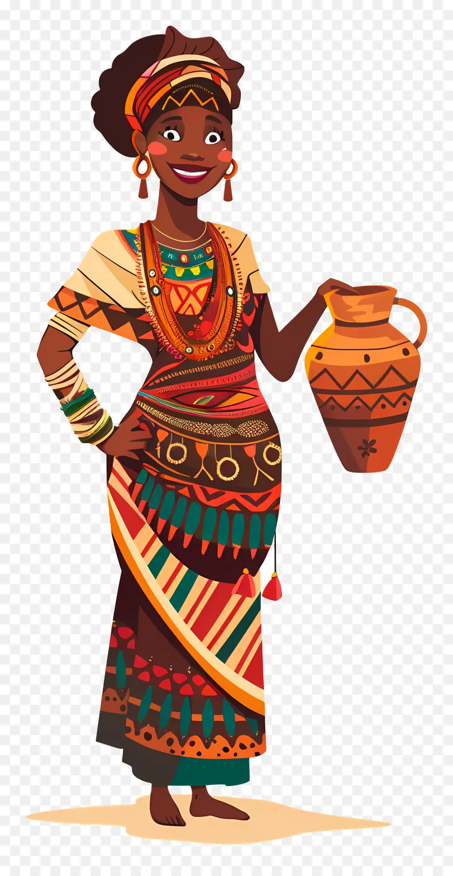 Mujer Aborigen Africana，Mujer Con Olla PNG