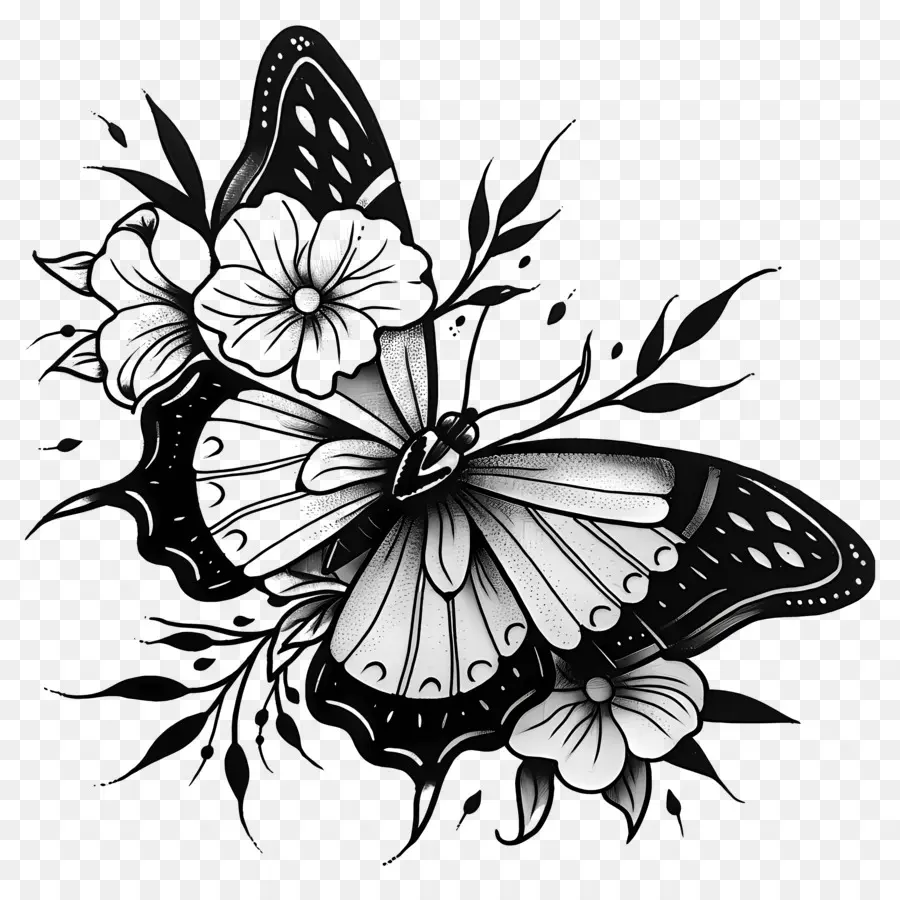 Tatuaje De Mariposa，Mariposa Blanca Y Negra PNG