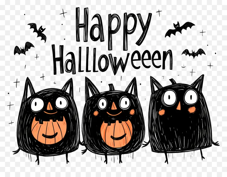 Feliz Halloween，Gatos De Halloween PNG