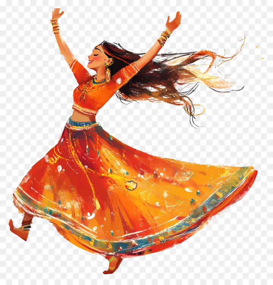 Feliz Navratri，Mujer Bailando PNG