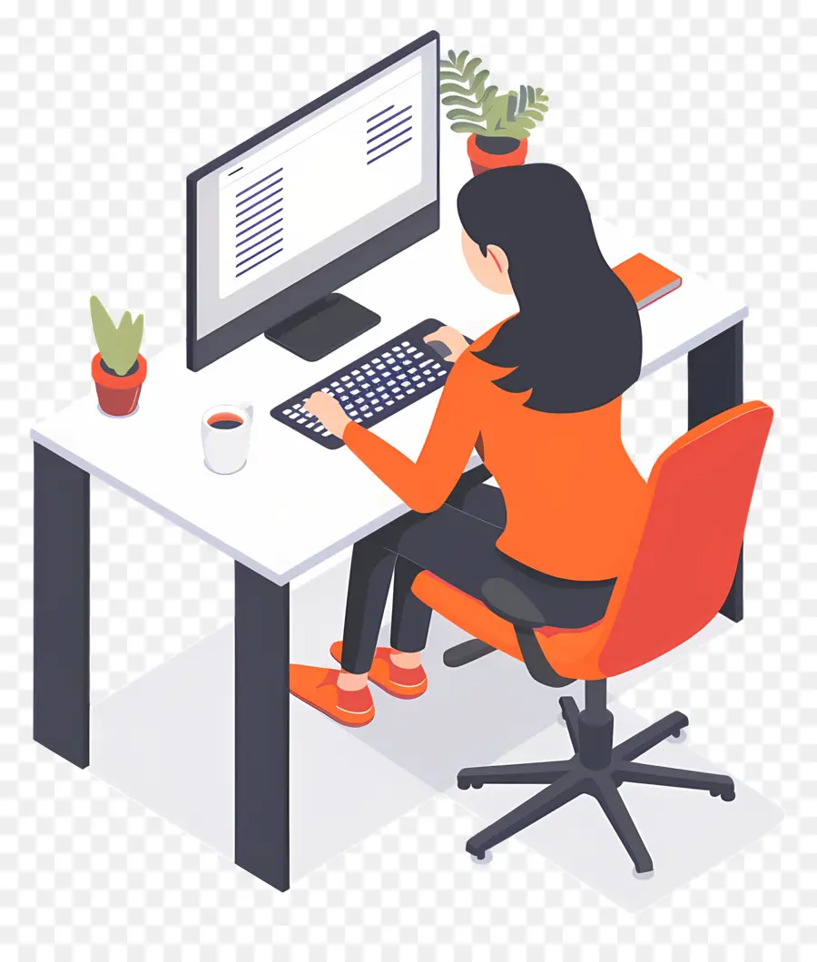 Señora Trabajando En Computadora，Mujer Trabajando PNG