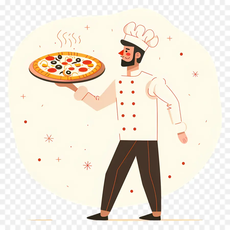 Chef Llevando Pizza，Chef De Pizza PNG