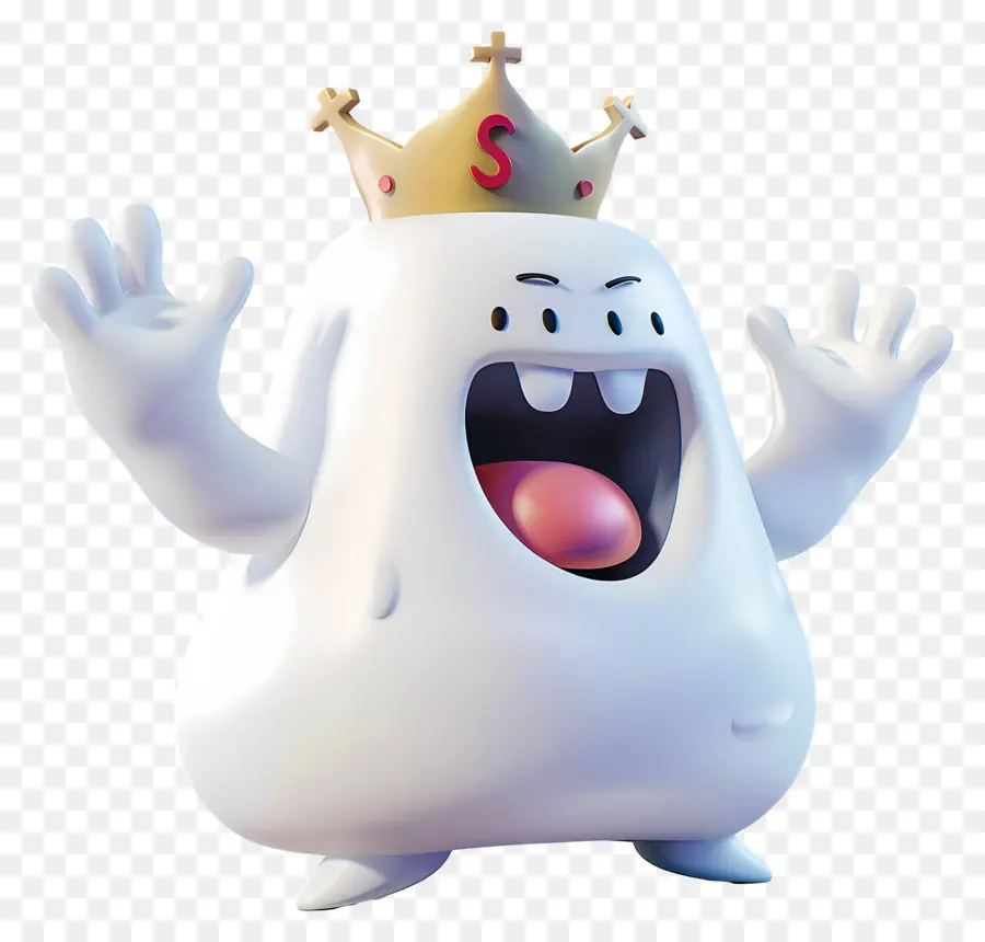 Rey Boo，Fantasma Riendo Con Corona PNG