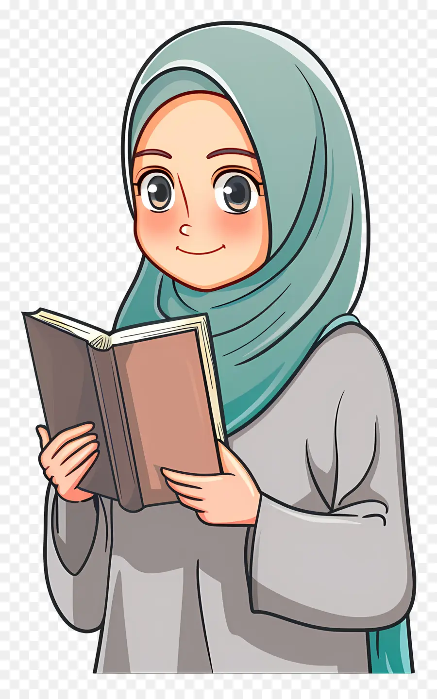 Chica Hijab Sosteniendo Libro，Niña Leyendo PNG