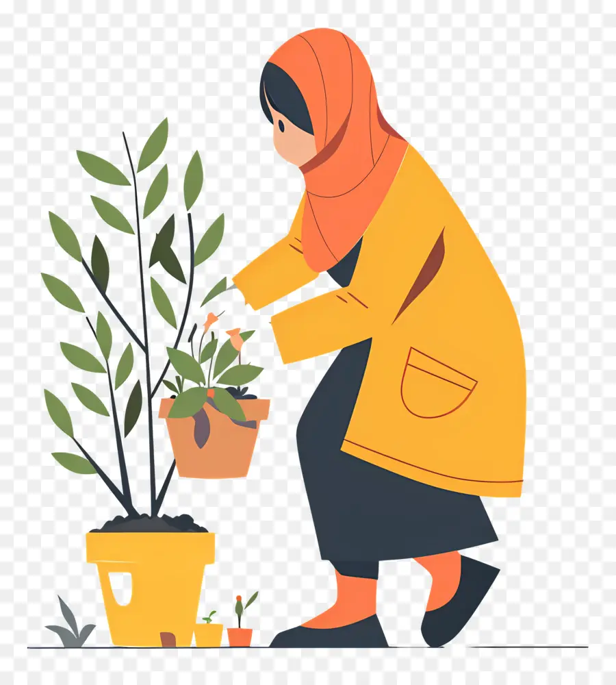 Hijab Chica Haciendo Jardinería，Mujer Jardineria PNG