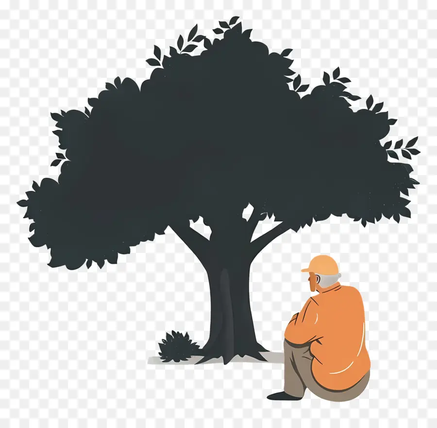 Viejo，Hombre Bajo El árbol PNG