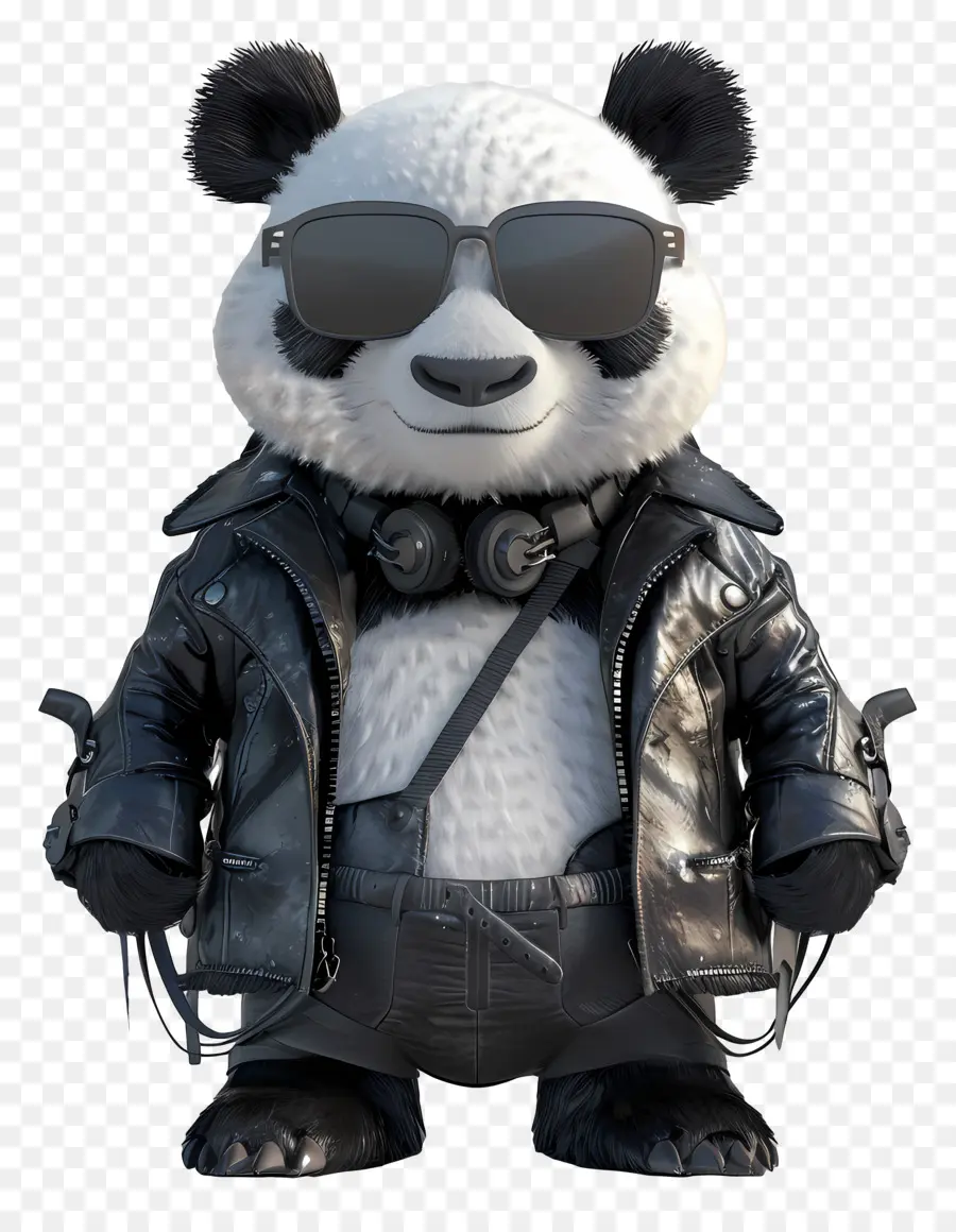 Panda，Cool Panda Con Chaqueta De Cuero PNG