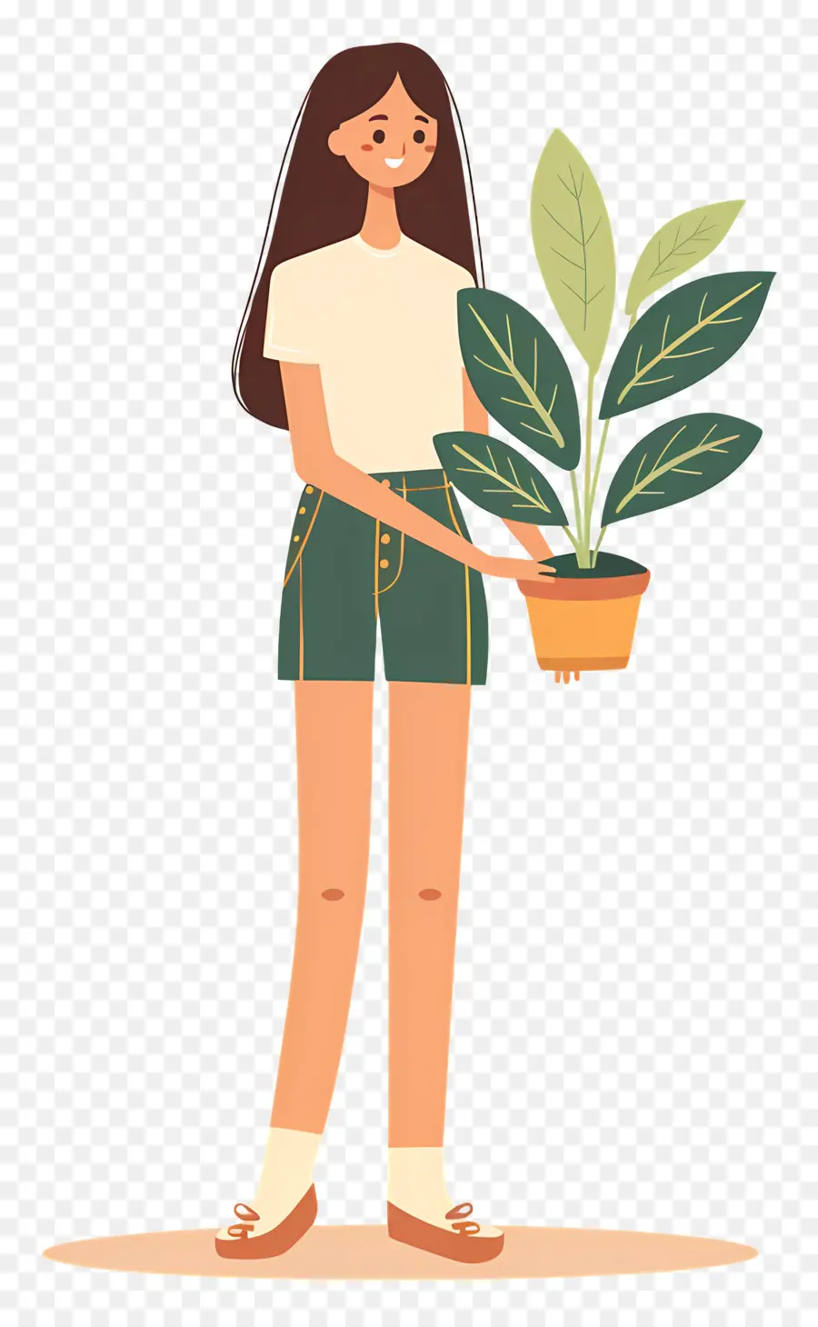 Chica Sujetando Planta De Interior，Niña Tenencia Planta PNG