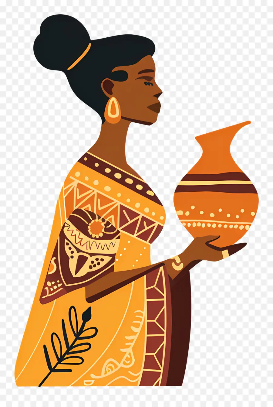 Mujer Aborigen Africana，Mujer Con Olla PNG