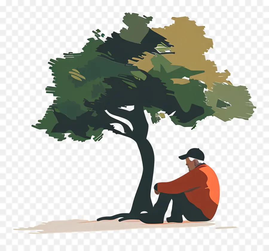 Viejo，Hombre Bajo El árbol PNG