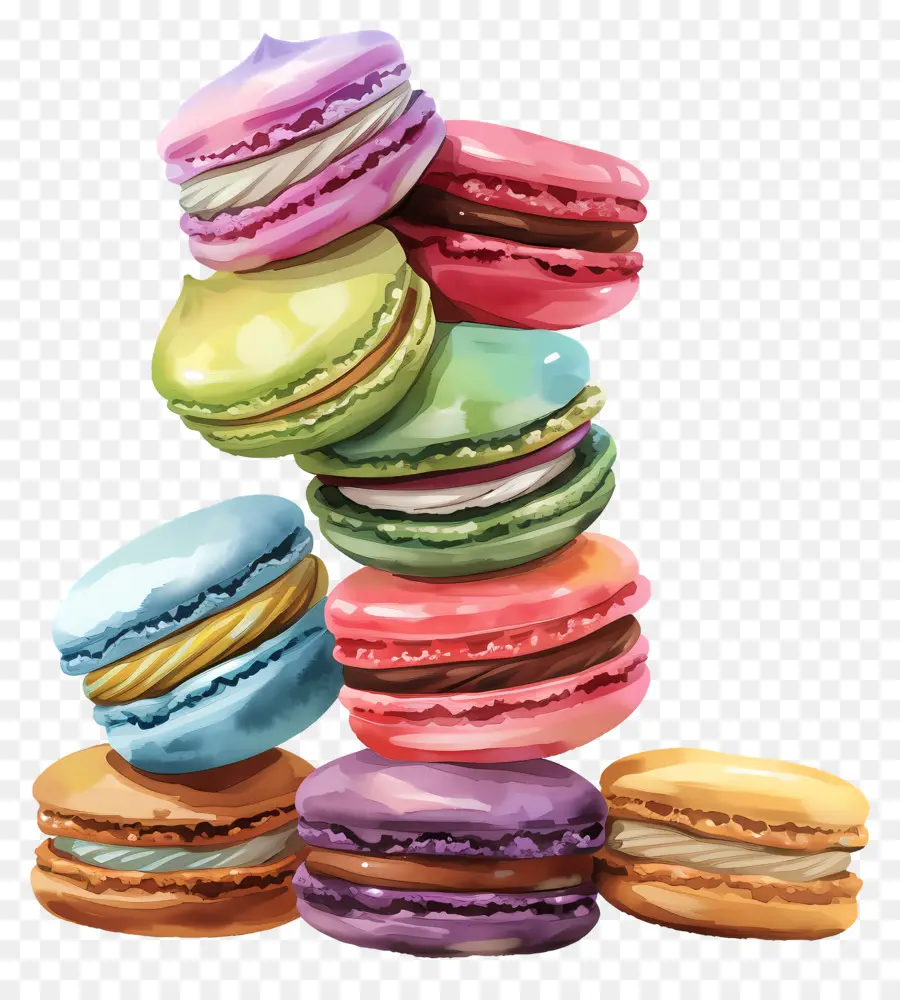 Pila De Macarrones，Macarrones Coloridos PNG