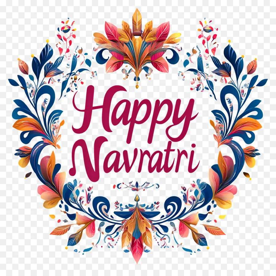 Feliz Navratri，Diseño Floral Navratri PNG