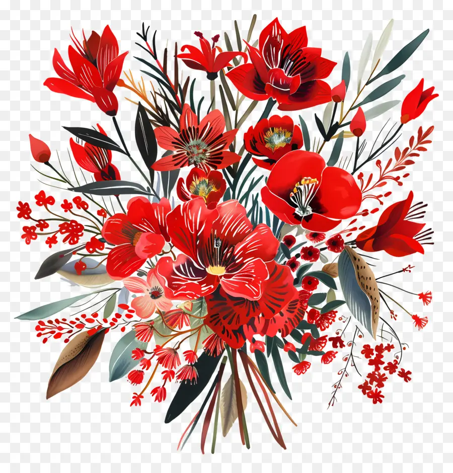 Ramo De Flores，Flores Rojas PNG