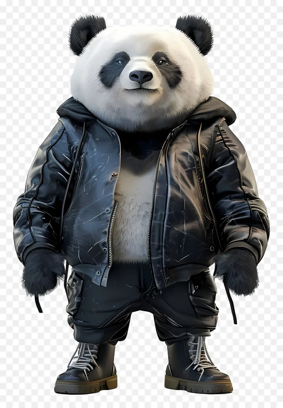 Panda，Cool Panda Con Chaqueta De Cuero PNG