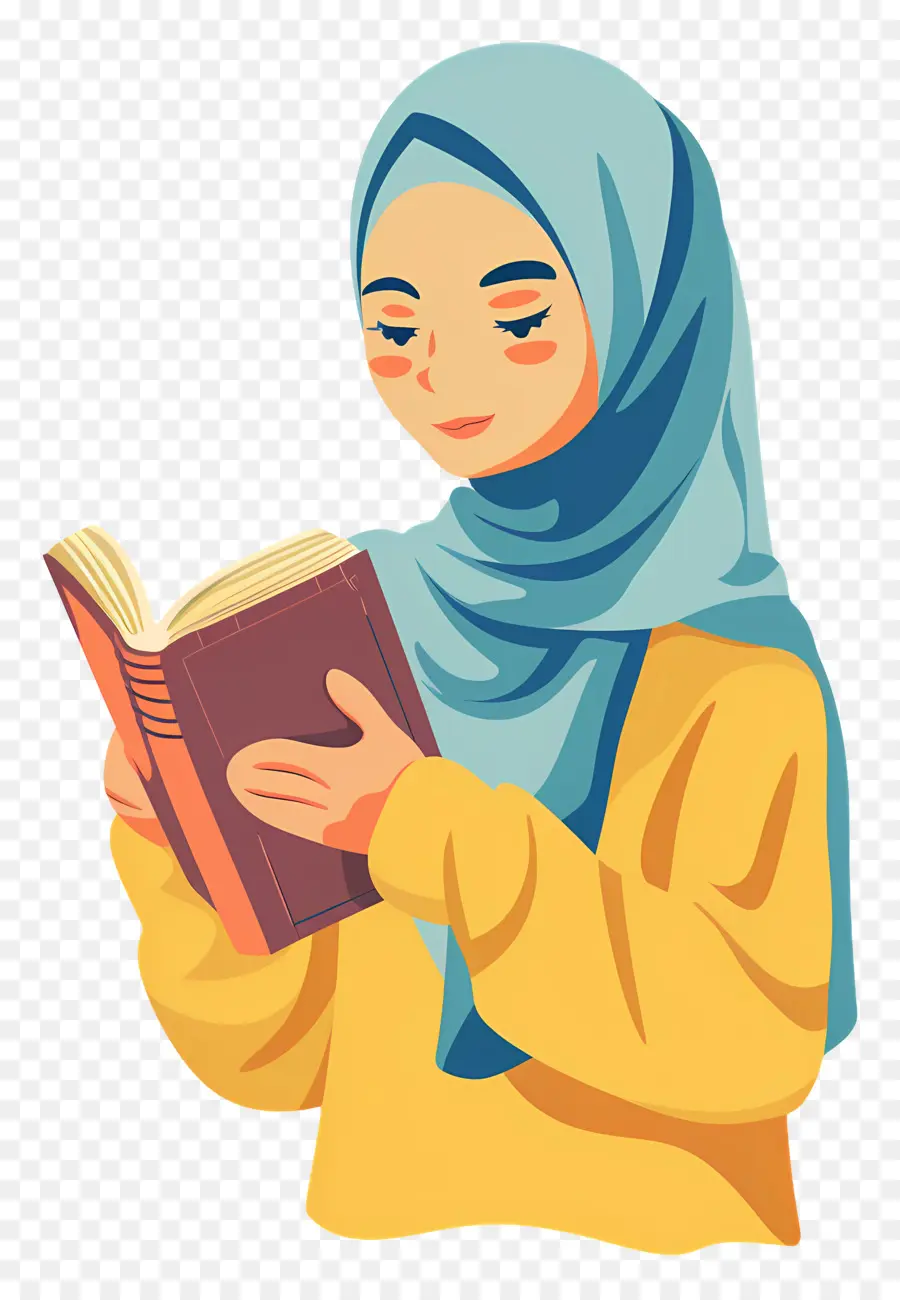 Chica Hijab Sosteniendo Libro，Libro De Lectura De Mujer PNG