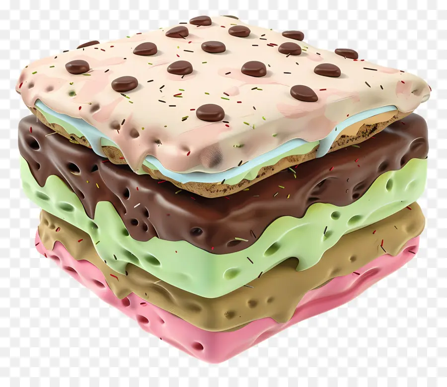 Sándwich De Helado，Postre Colorido En Capas PNG