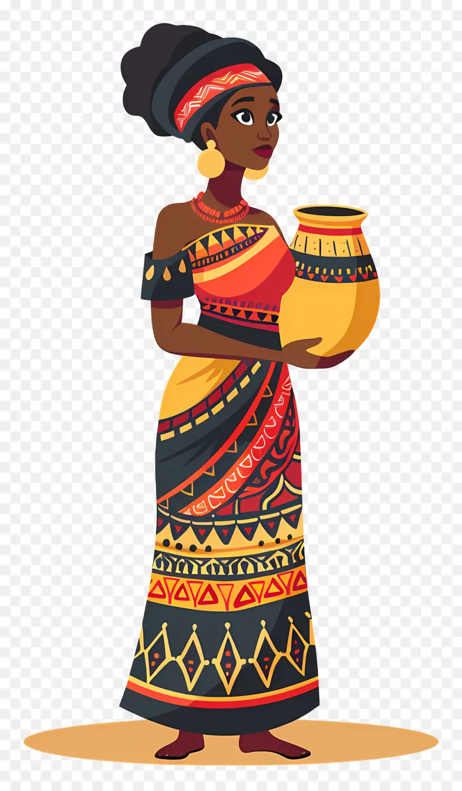 Mujer Aborigen Africana，Mujer Con Olla PNG